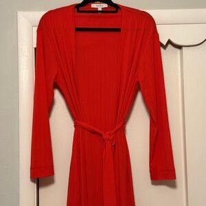 MaxMara Leisure Vibrant Red Long Plisse Wrap Jacket